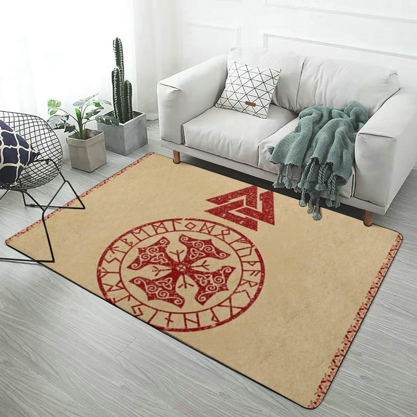 Tapis de zone viking Valknut 100x150 cm pour le sol du salon et de la chambre