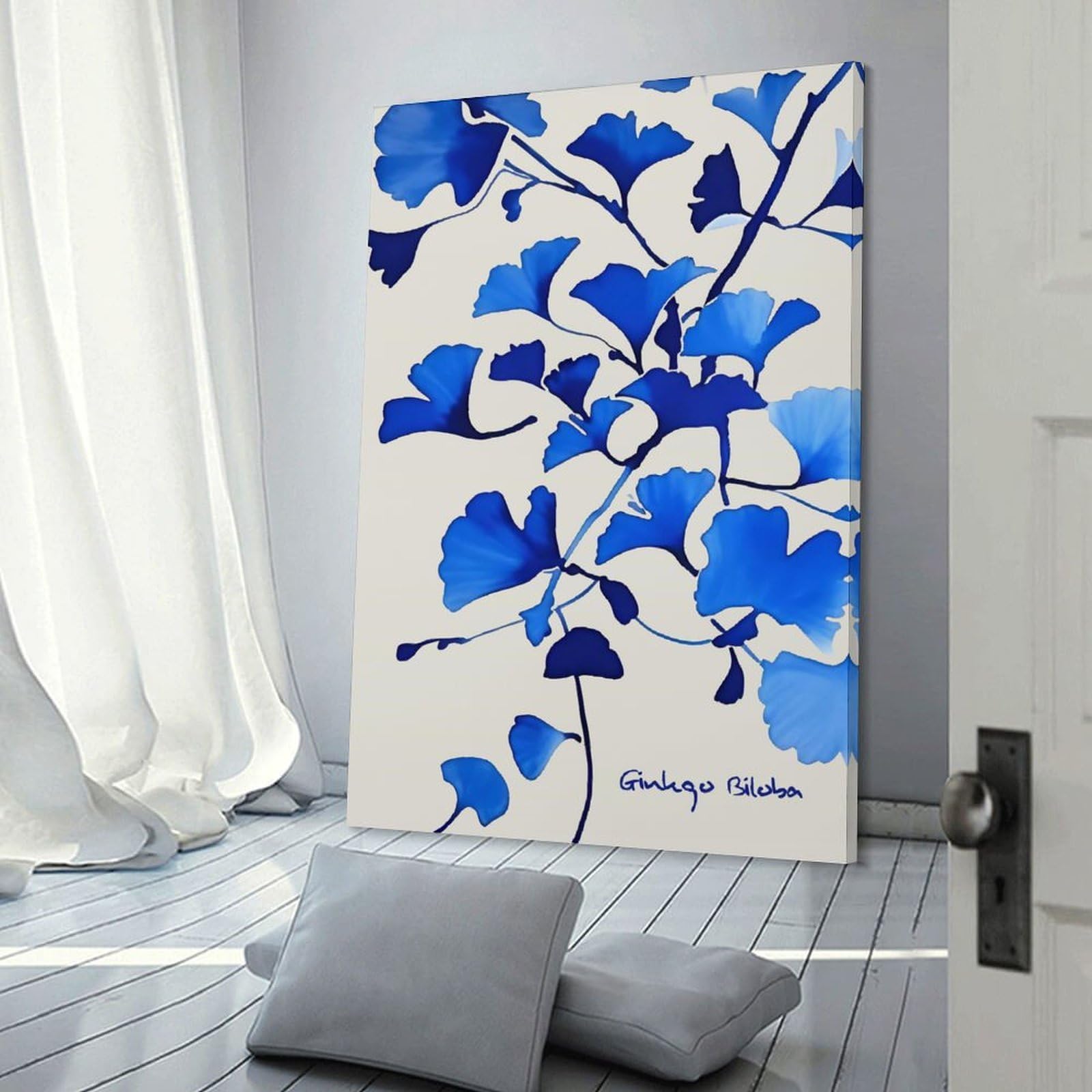 Junmoney Ginkgo Biloba Hanging Wall Art 24x36inch(60x90cm), for Work Areas, Reading Rooms Or Studios, Canvas Wall Decor for Creative Rooms