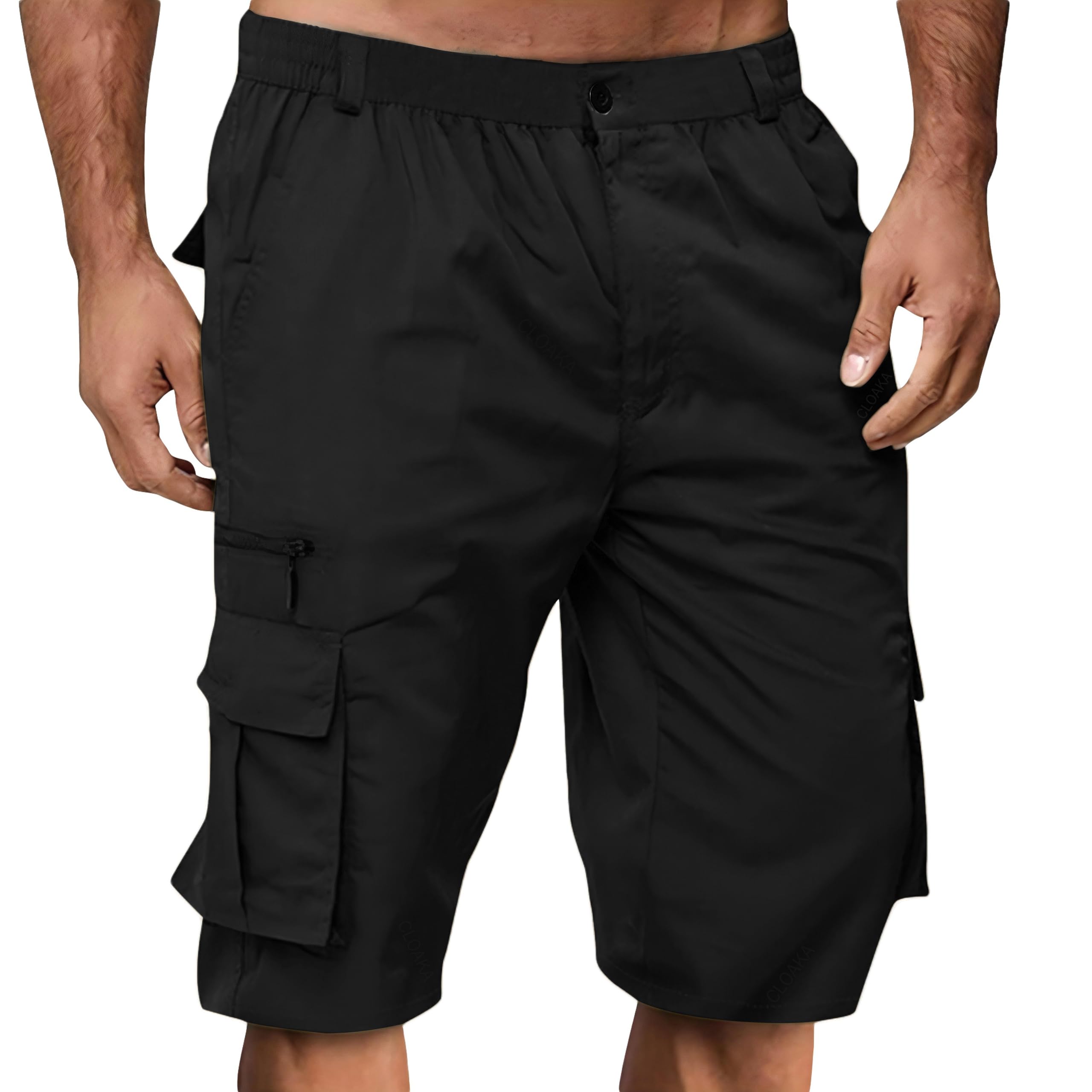 CLOAKA Cargo Kurze Hosen Herren Wasserdicht Elastische Taille mit Taschen Arbeitshosen Freizeitshorts Outdoor Wander Shorts