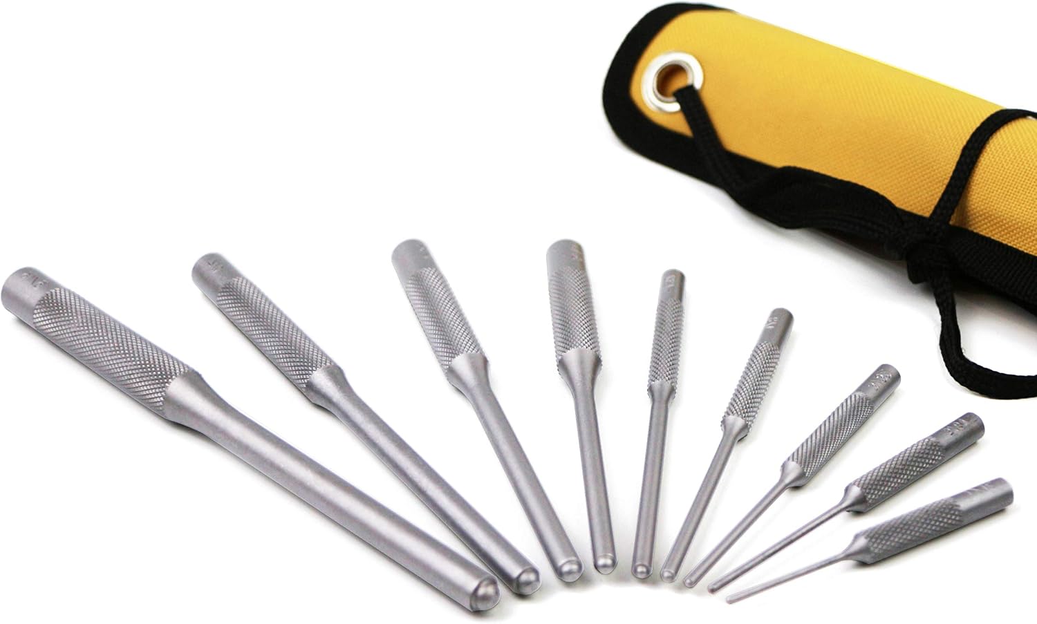 MulWark 9pc Best Bolt Catch Roll Pin Punch Set |Assembly Kit-Corrosion Resistant Assorted Hand Pin Remover Tool with Holder for Automotive, Watch Repair, Jewelry, Craft