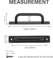 Vista 3 de Ravinte Manijas de Puerta de Granero Paquete de 4 Manija de Puerta Corrediza Centro de Orificio de 5" Manijas de Puerta de Granero Negras Manijas