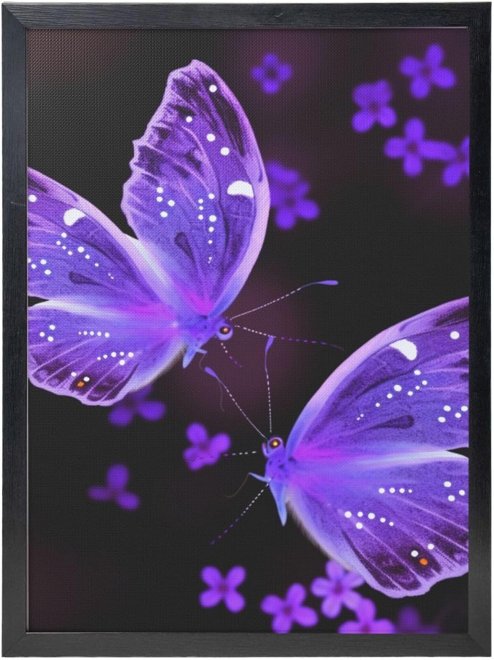 DENMER Beautiful purple butterfly Printed Modern Wall Art Decor for Living Room or Bedroom - Framed Canvas Art Prints, Wall Hangings, 30x40 CM