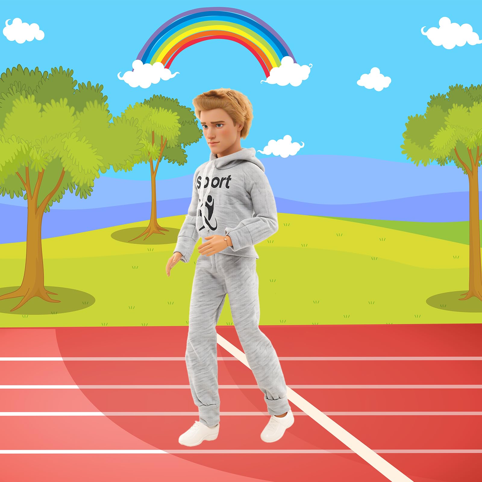 Miunana 12 ubrań dla chłopców lalek 12 cali = 1 garnitur, 1 odzież sportowa, 2 ubrania, topy, 2 spodnie, 1 kąpielówka, 5 par butów dla lalek