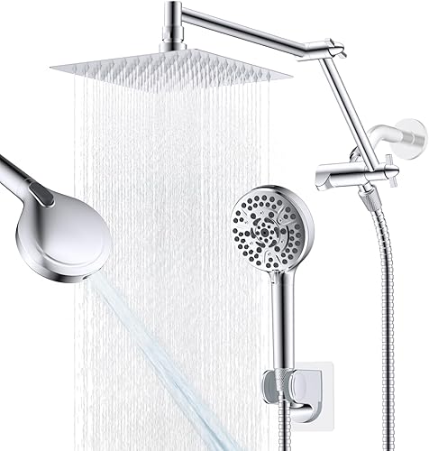 Miniatura 10 de iFealClear Cabezal de ducha filtrado de lluvia de metal, cabezal de ducha de lluvia de alta presión de 10 pulgadas con rociador de mano, lavado