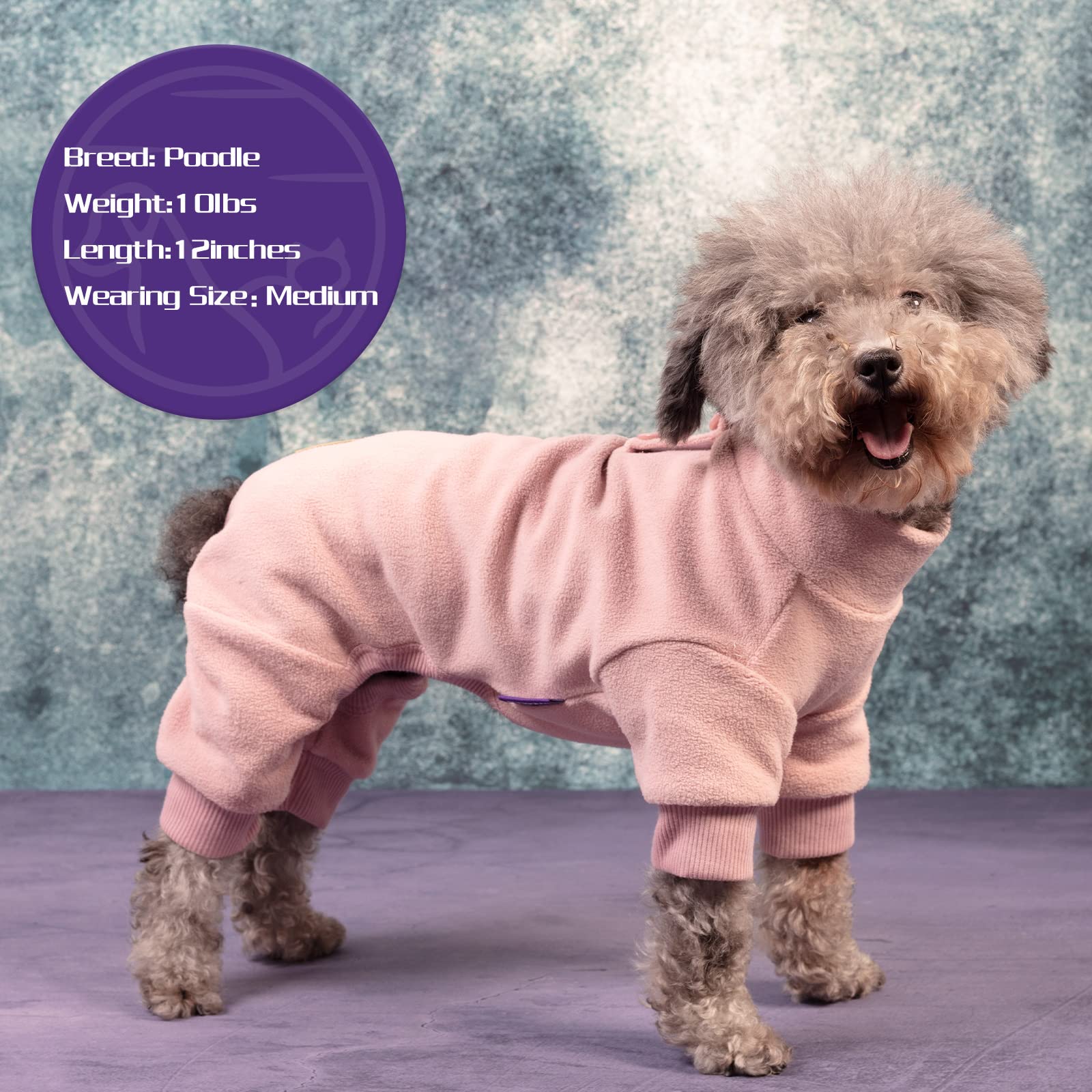cyeollo Piżama dla psa polar pies piżamy rozciągliwy kombinezon termiczne ubrania dla psów piesek ciepłe stroje jammies dla małych psów odzież kolor różowy