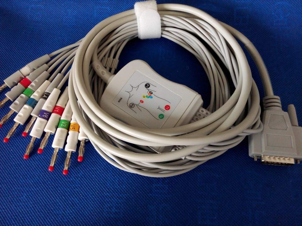 3NH® Compatible For Nihon Kohden Ecg/Ekg Cable Ecg-1250,Ecg-1350, Ecg-9101/9130/9132/9620 Aha Stard 4.0 Banana End-image-37