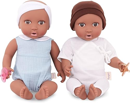 Miniatura 13 de LullaBaby Muñecas gemelas realistas de 14 pulgadas - Tonos de piel claros y ojos azules - Cuerpos suaves y trajes extraíbles - Sombrero, diadema
