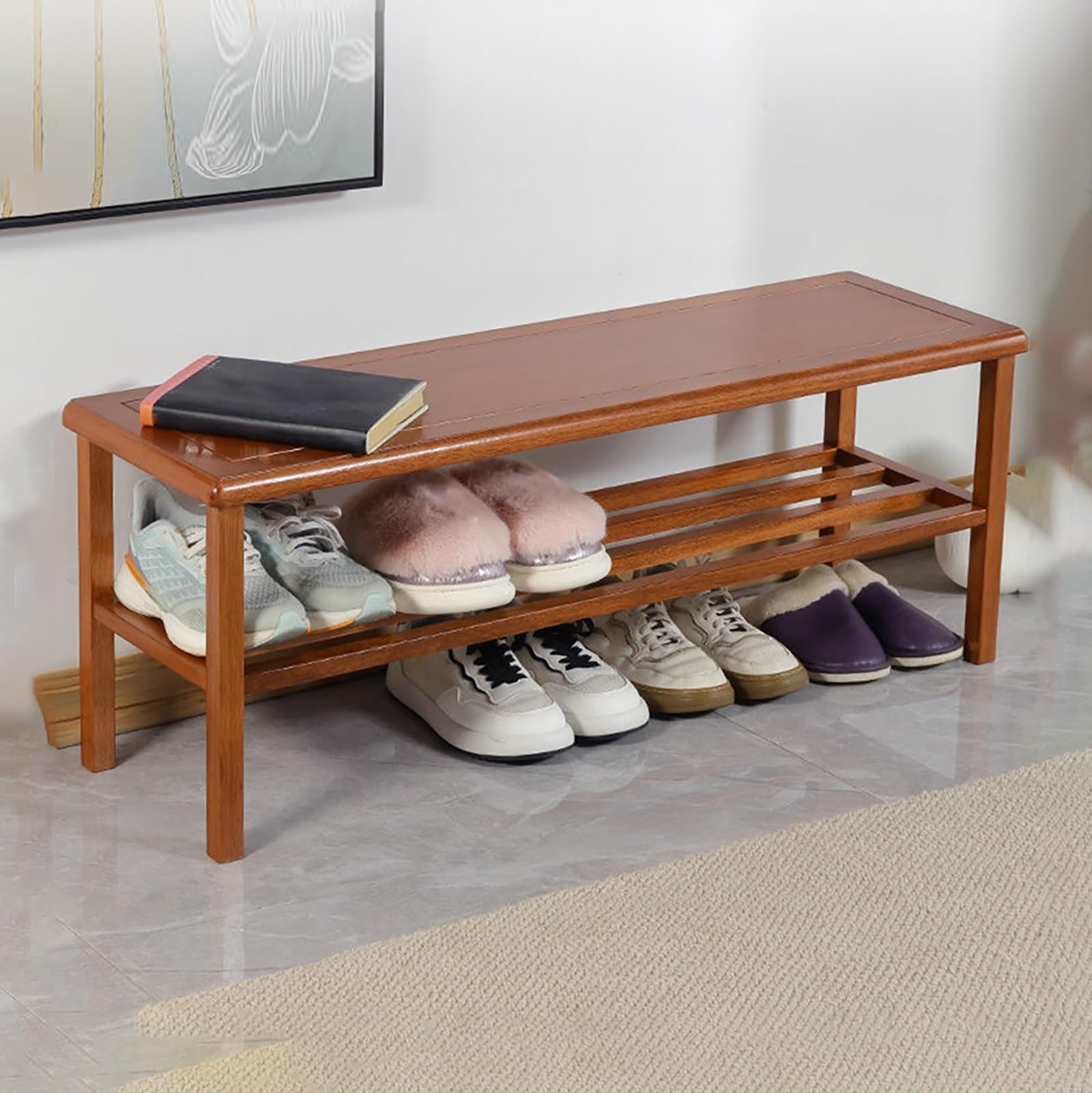 GDMDPTE Shoe Rack Bench,Wood Entryway Hallway Space-Saving Storage Solution