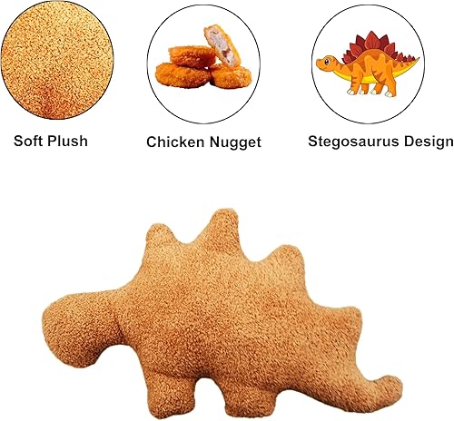 Miniatura 3 de Wecsv Almohada de pepita de pollo, paquete de 9 almohadas de felpa suave de dinosaurio con pepita de dinosaurio, almohada de dinosaurio para niños