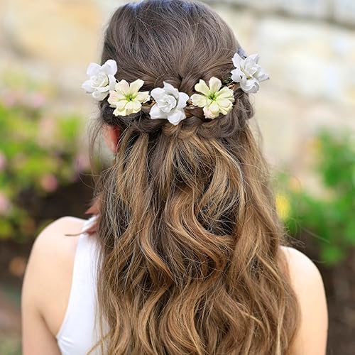 Miniatura 5 de 6 piezas de coronas de flores para mujeres y niñas, diademas florales hechas a mano, corona ajustable, tiara de boda, fiesta, diadema de flores,