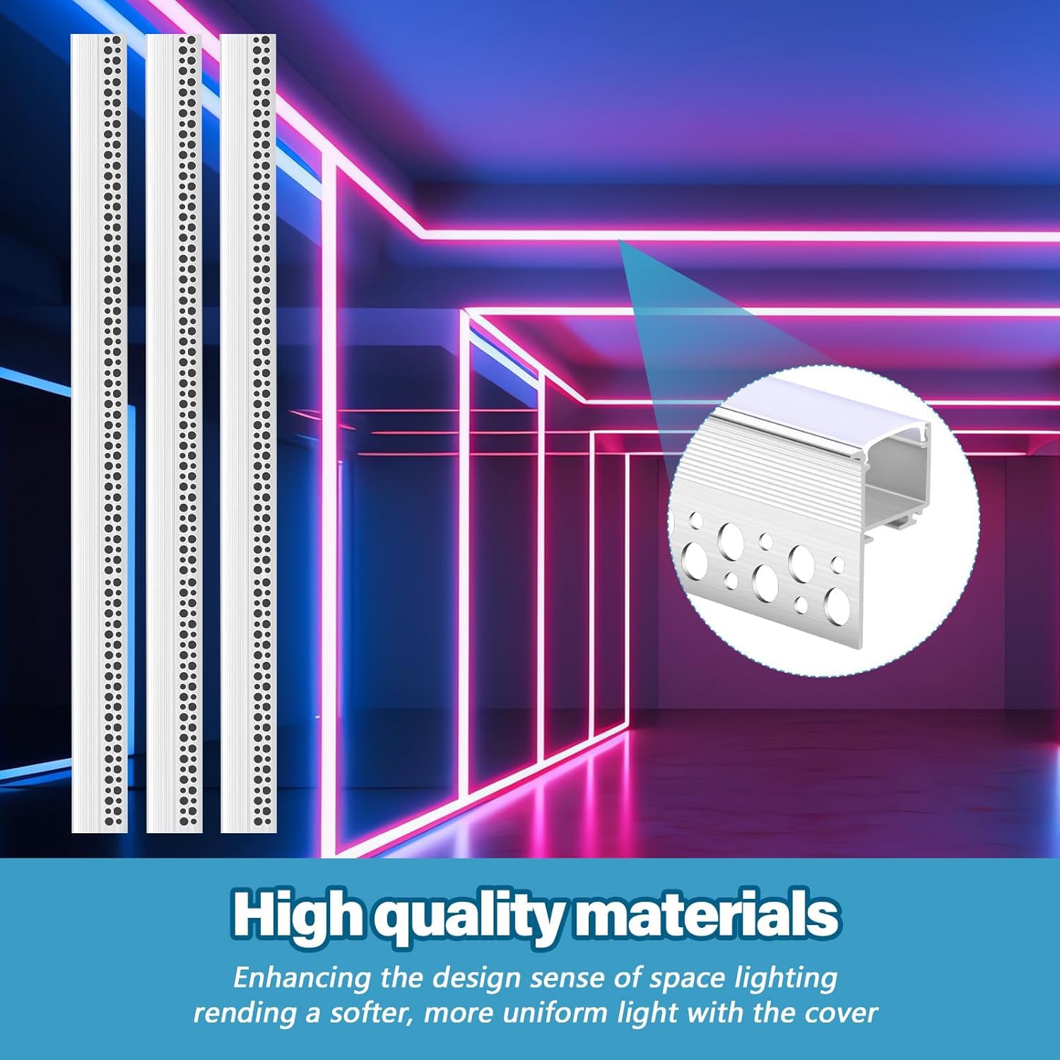 10 Piezas Perfil Aluminio Tira LED 1m, Perfil de Aluminio para Riel LED Empotrado Sin Marco, Difusor Tira LED (Blanco)