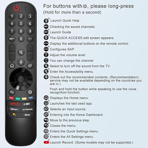 Miniatura 7 de Reemplazo remoto por voz para LG Smart TV, para Magic Remote MR22GN con puntero y función de voz, para LG 2022 OLED QNED NanoCell UHD 4K 8K Smart