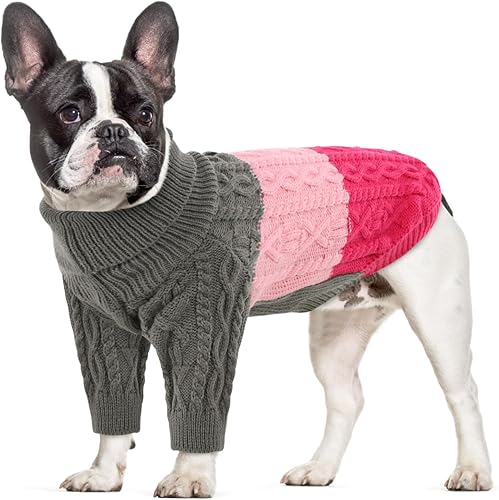 ASENKU Suéter de perro para perros pequeños y medianos, sudadera de punto de cuello alto para perro, ropa gruesa para cachorros para chihuahua,