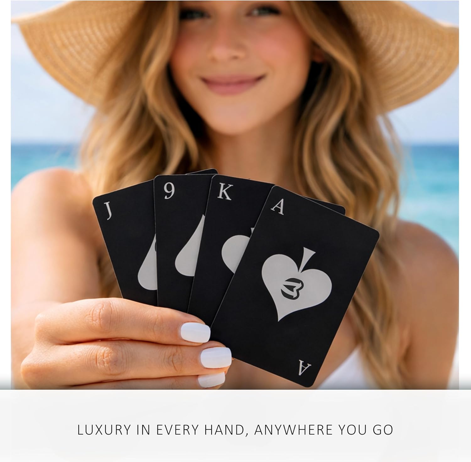 Waterproof Playing Cards 2 Pack Premium Black Plastic PVC Poker Deck, Washable & Durable, Magnetic Gift Box, Professional Poker Size for Adults & Travel