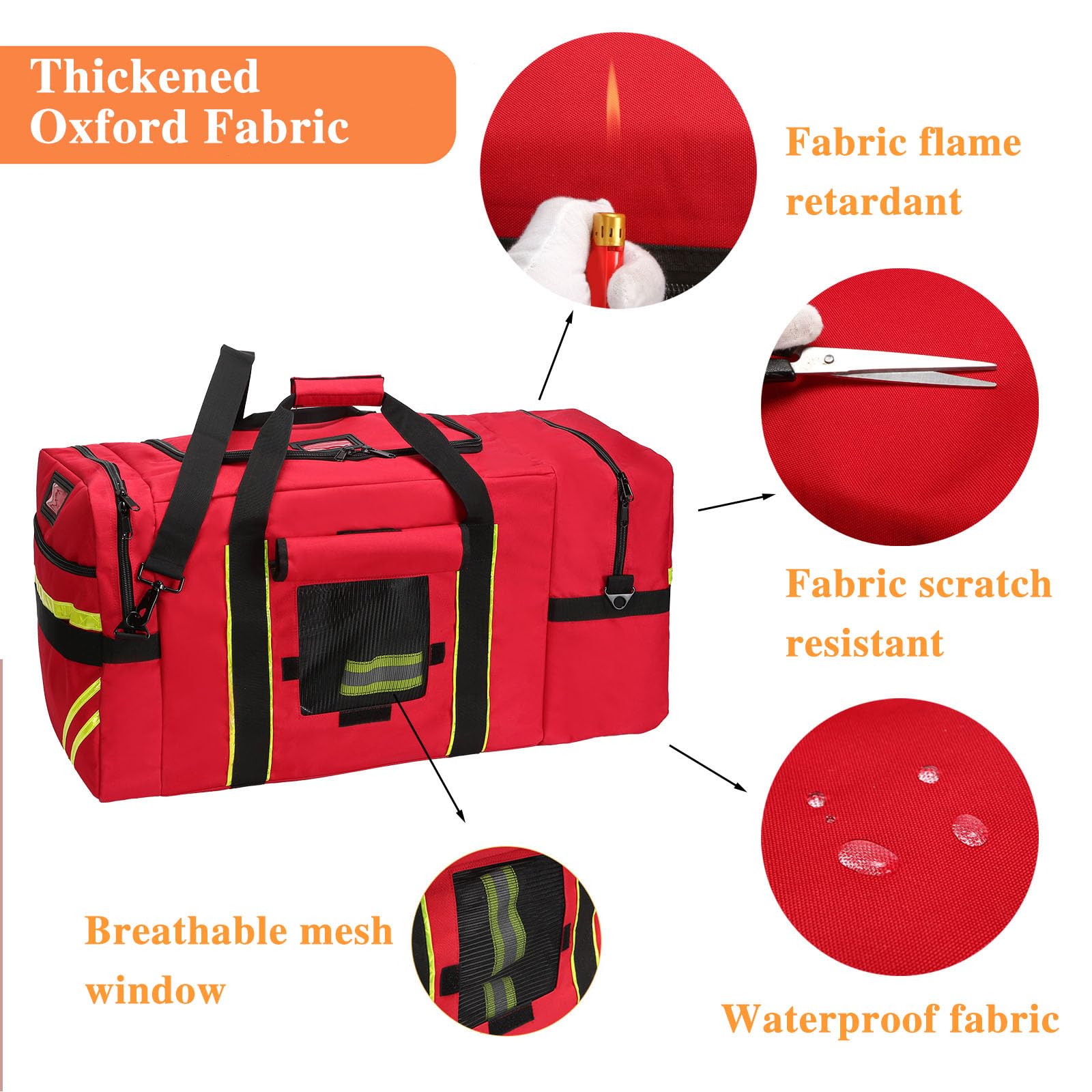Bolsa profesional de primeros auxilios, bolsa de primeros auxilios para bomberos, bolsa médica grande con reflectante, para paramédicos, bomberos, EMT y eventos de emergencia