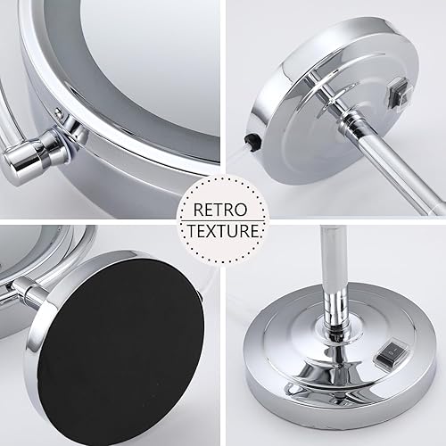 Miniatura 3 de Espejo de maquillaje LED de 8.5 pulgadas con aumento de 10X, tiene luces de tres colores, espejo de baño extensible, mesa de dos caras, acabado de