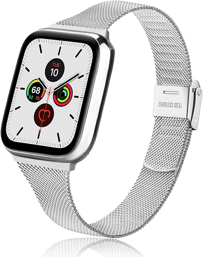 Amzpas Sottile Cinturino Compatibile per Apple Watch 38mm 40mm/ 42mm 44mm,  Cinturino in Acciaio Inossidabile con Sottile in Metallo per iWatch Serie 6  5 4 3 2 1 SE : Amazon.it: Elettronica
