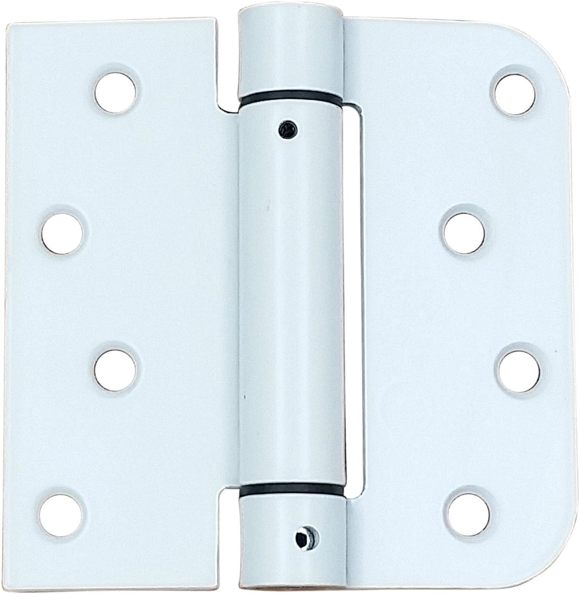 Spring Self-Closing Hinges, 4 Inch Square with 5/8 Inch White Prime, Adjustable Door Closing, 2 Pack