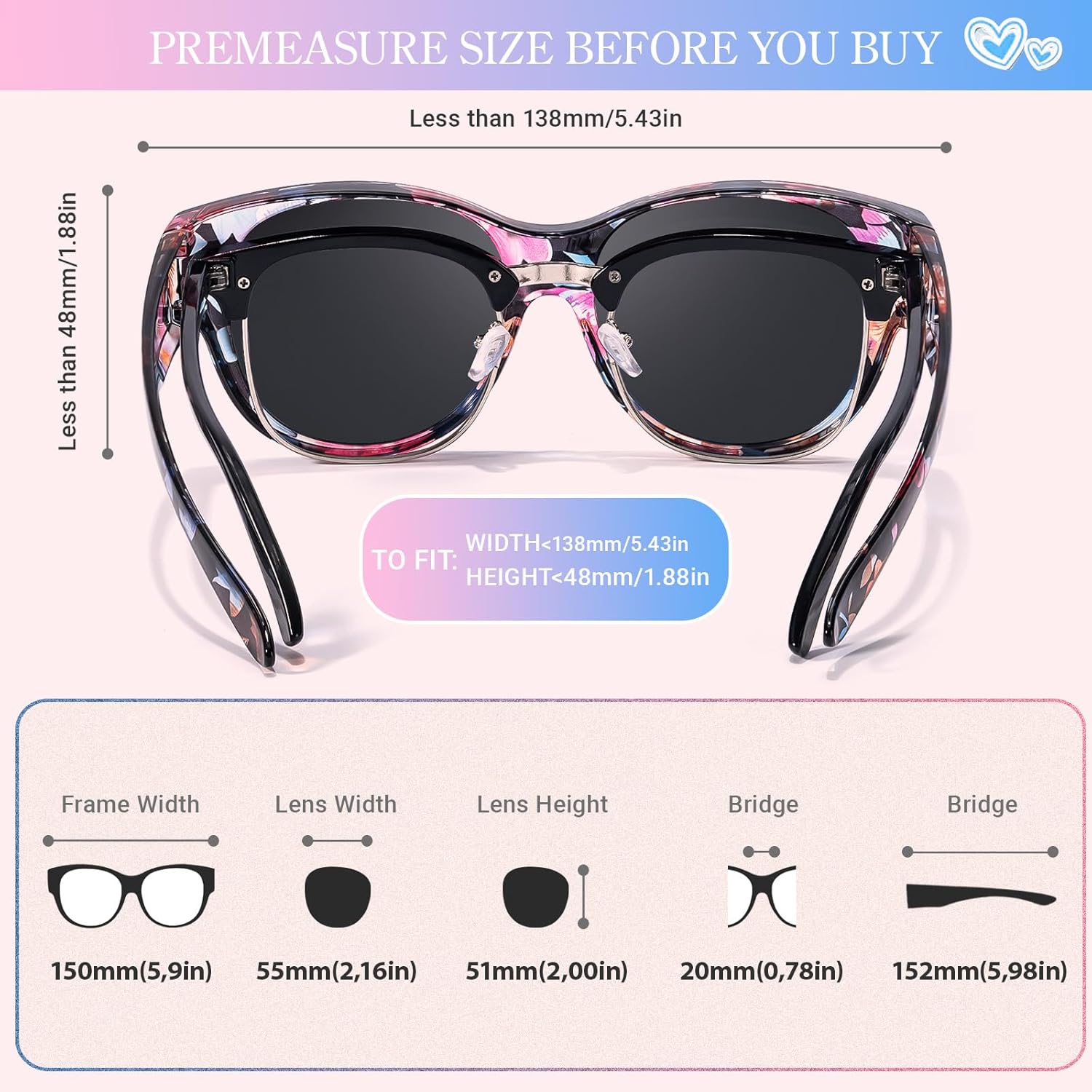 Myiaur Polarized Fit Over Glasses Sunglasses for Women, Trendy Wear Over Glasses UV400 Protection for Driving Outdoor