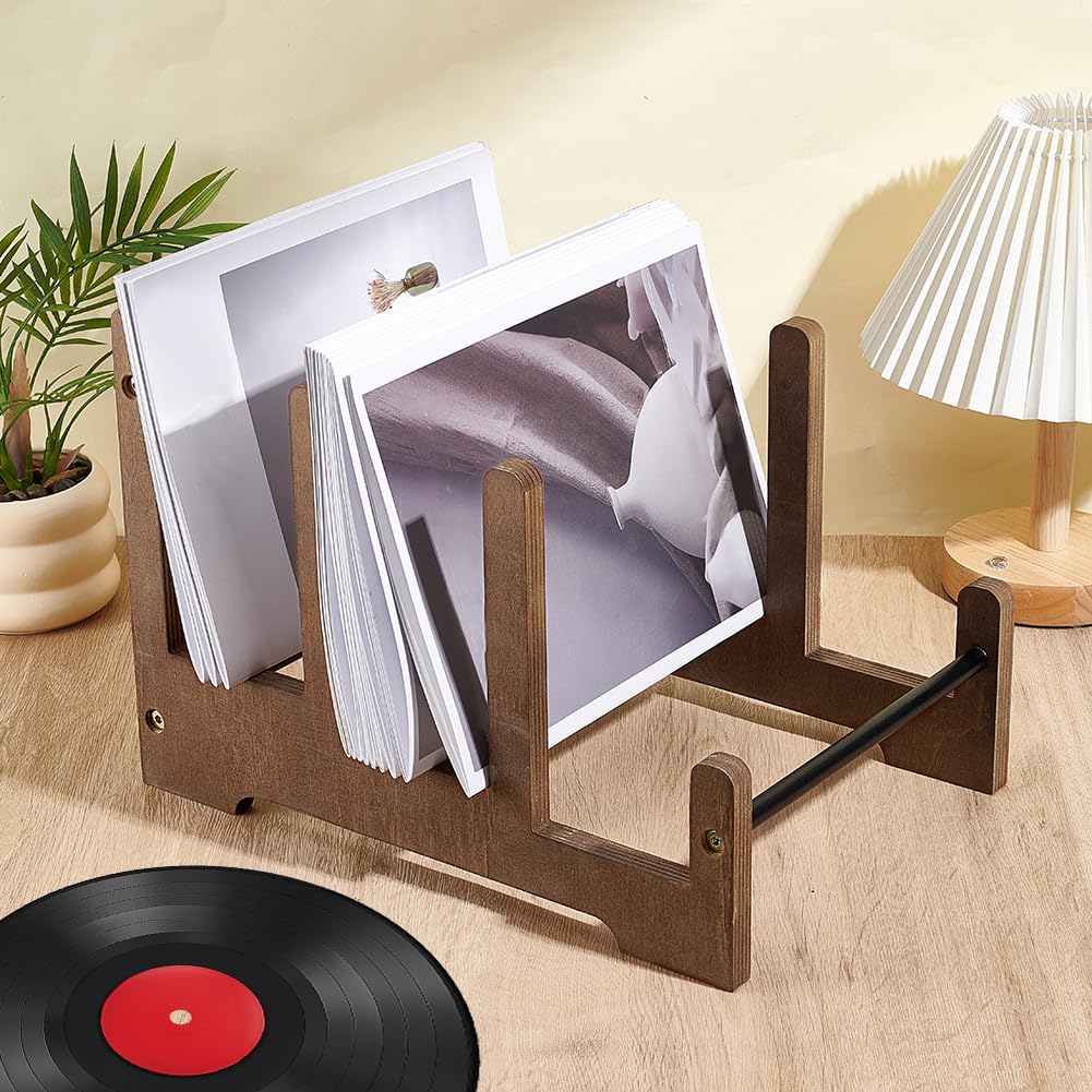 3-poziomowy drewniany stojak na płyty winylowe, uchwyt na album Sienna na 50 płyt LP, stojak do przechowywania, stylowa półka dla miłośników muzyki, 37 x 22,5 x 26,5 cm
