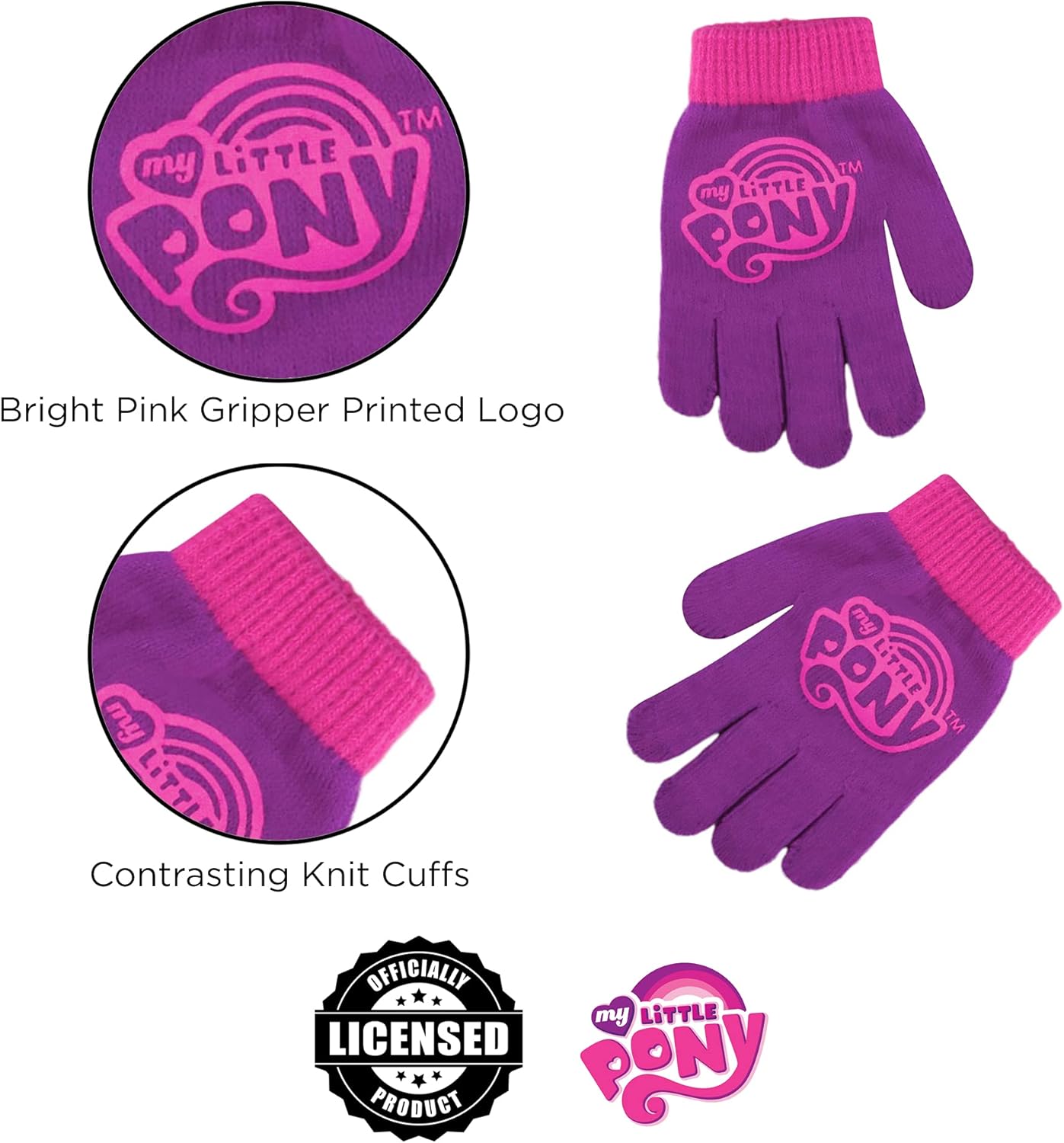 Hasbro Plush Girls Earmuffs and Glove Set, My Little Pony, Purple, Ages 4-7: Clothing, Shoes & Jewelry