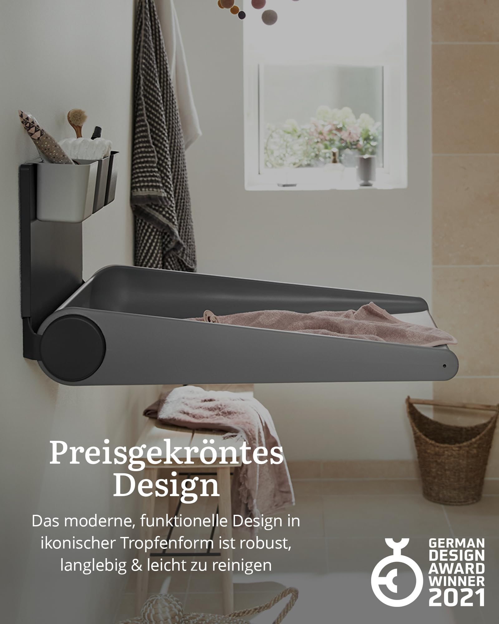 Leander Wally przewijak na ścianę, kolor dusty grey
