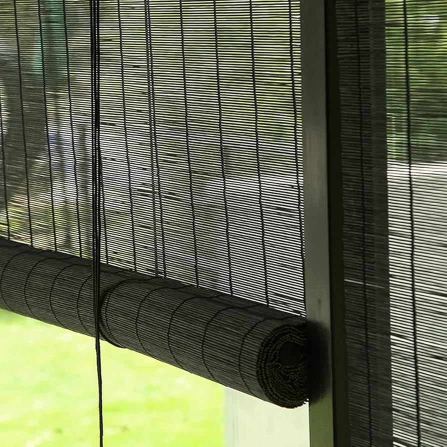 Amazon｜黒色 竹 すだれ 目隠し 屋外室内 竹製ローラー