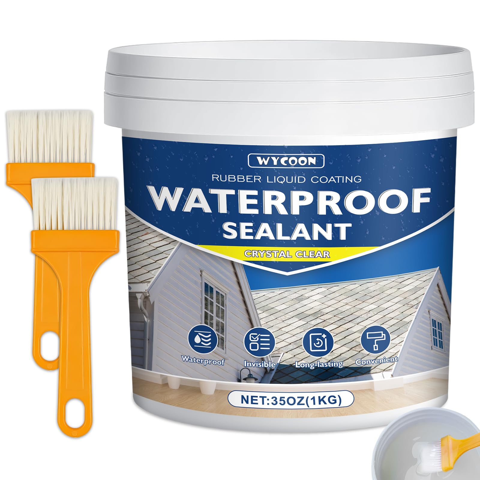 Sigillante Impermeabile Liquido Trasparente 1KG - Impermeabilizzante Invisibile per Interni/Esterni, Antigoccia per Perdite Bagno/Tetti/Muri | Adesivo a Base Acqua