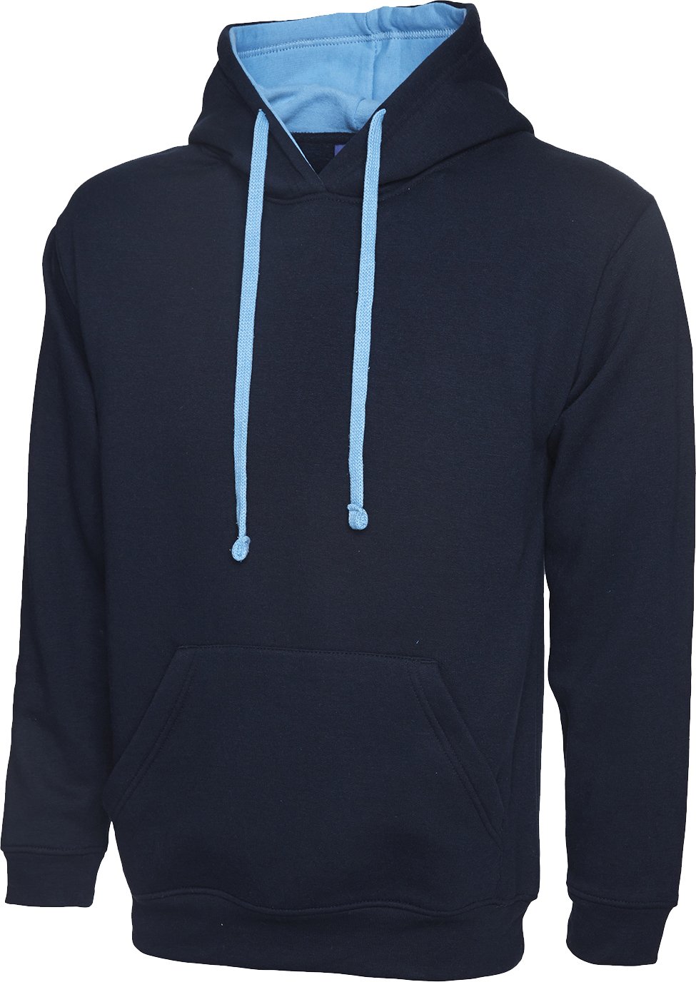 Shoppersbay Uneek Uc507 Contrast Hooded Sweatshirt Navy/Sky 3XL
