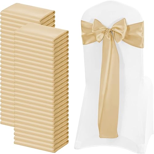 Vista 140 de 72 fundas universales para sillas de satén rojo, con lazos para silla, reutilizables, suministros para Navidad, bodas, recepciones, eventos