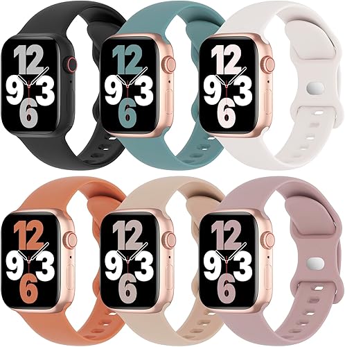 Miniatura 10 de Paquete de 6 correas de silicona compatibles con Apple Watch Band de 1.496 in, 1.575 in, 1.614 in, 1.654 in, 1.732 in, 1.772 in, correa de repuesto