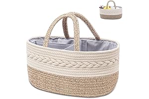 Woven Rope Diaper Caddy Storage Basket with Portable Handle