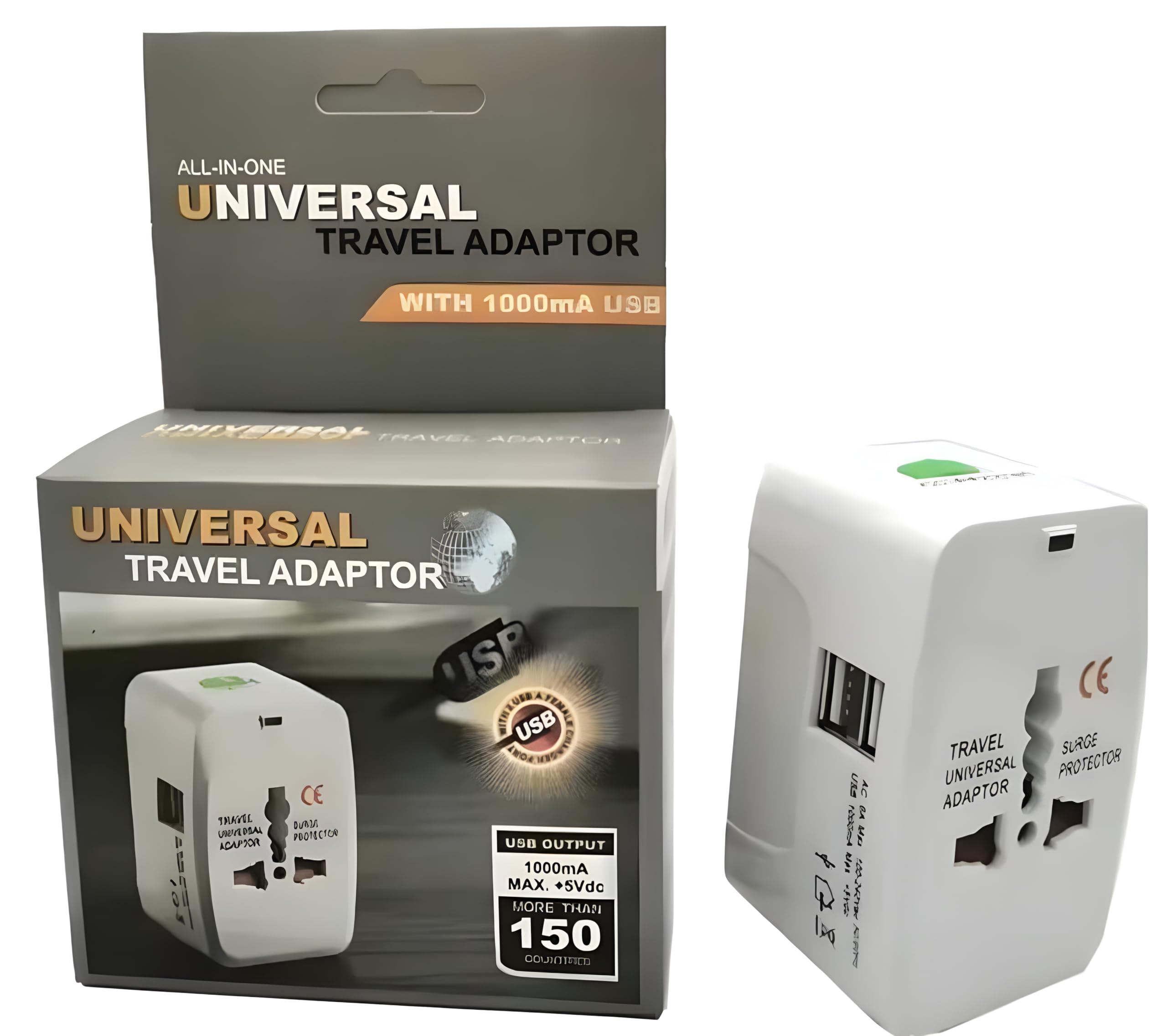 Aqplus Universal Travel Adapter, International All-in-One Worldwide Travel Adapter and Charger with Dual USB Ports, Multi-Type Power Outlet, USB 2.1A, 100-250 Voltage Travel Charger, White.-image-23