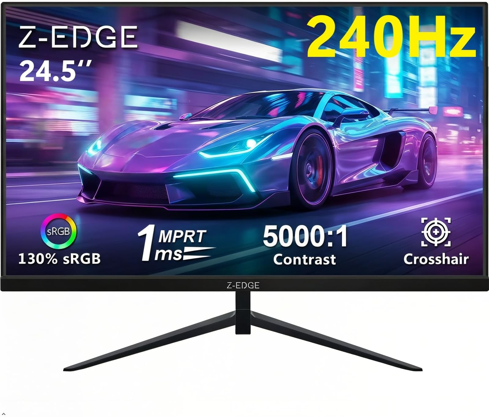 Z-Edge 24.5 Inch Gaming Monitor 240Hz 1ms VA 1080P 130% sRGB DP HDMI Black