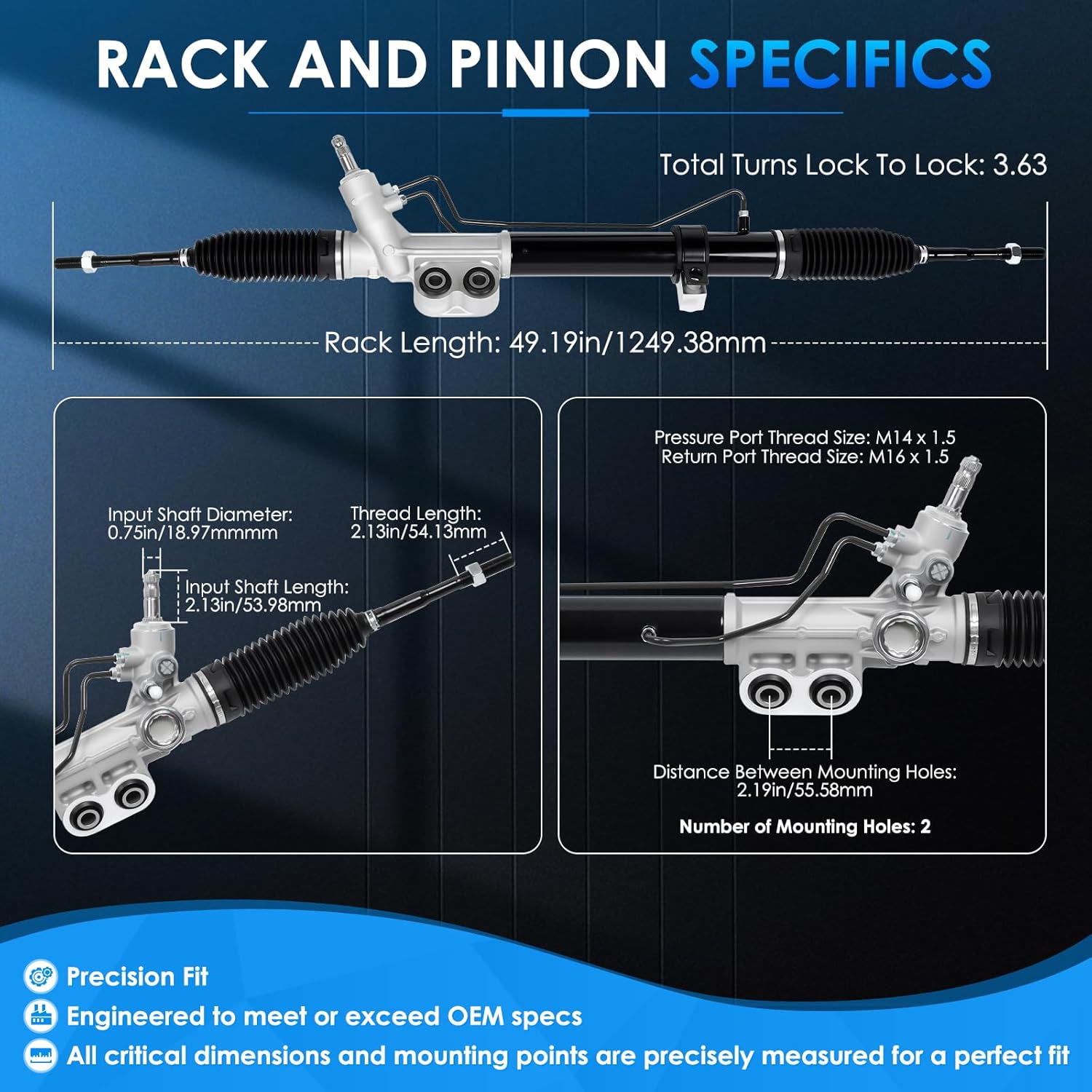 26-3023 Hydraulic Power Steering Rack and Pinion Fit for Nissan Titan 2004-2015, Armada 2005-2015, Pathfinder Armada, for Infiniti QX56 5.6L Automotive Replacement Rack & Pinion Assembly