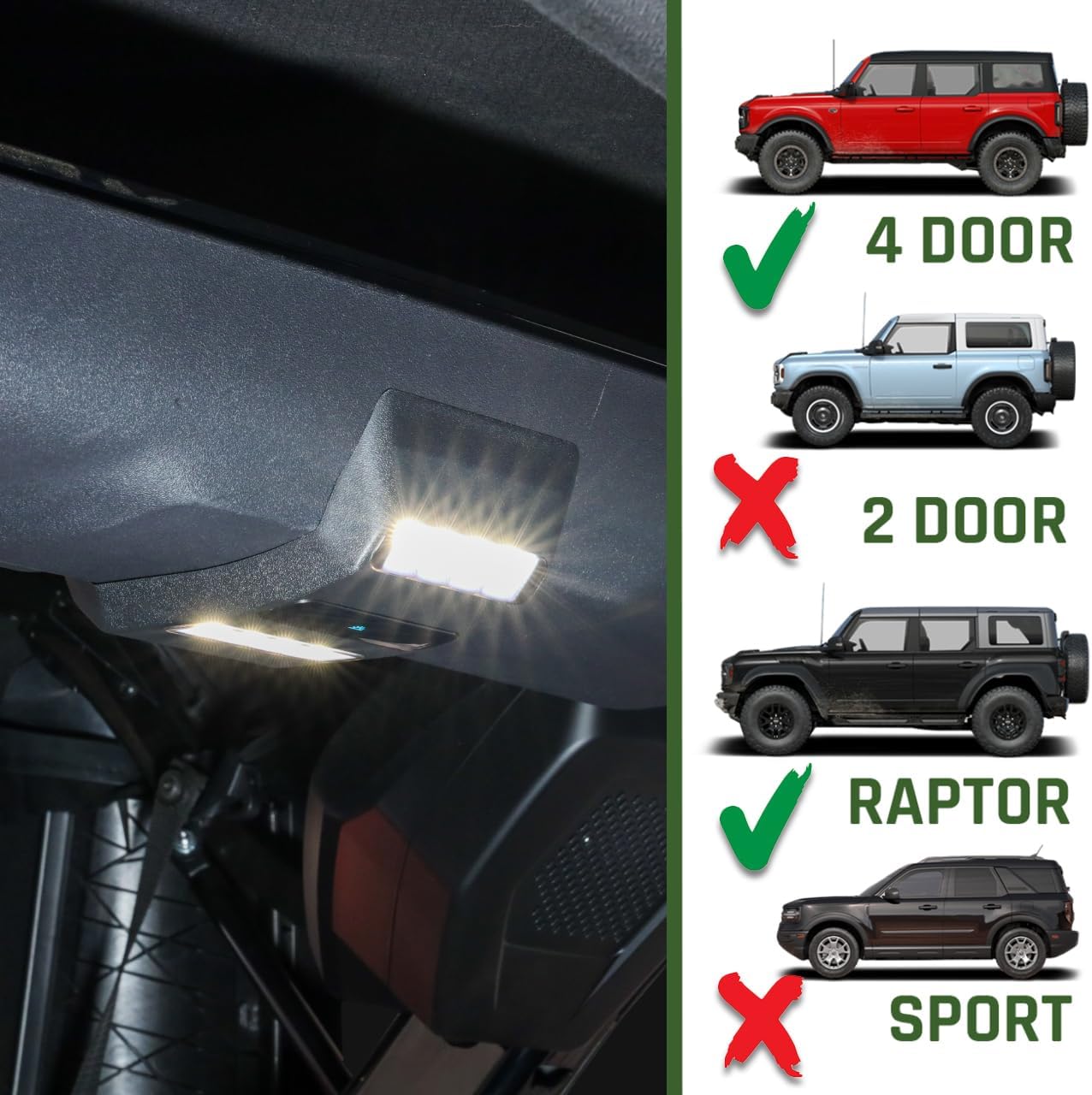 IAG I-Line Rear Dome Light for Ford Bronco 2021+ 4 Door (Not Sport), interior upgrade