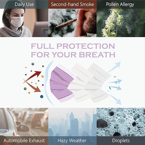 Miniatura 4 de CSD Colo Mood - Máscara facial desechable, protección de filtro de 3 capas con cinta elástica de color para las orejas, transpirable y a la moda