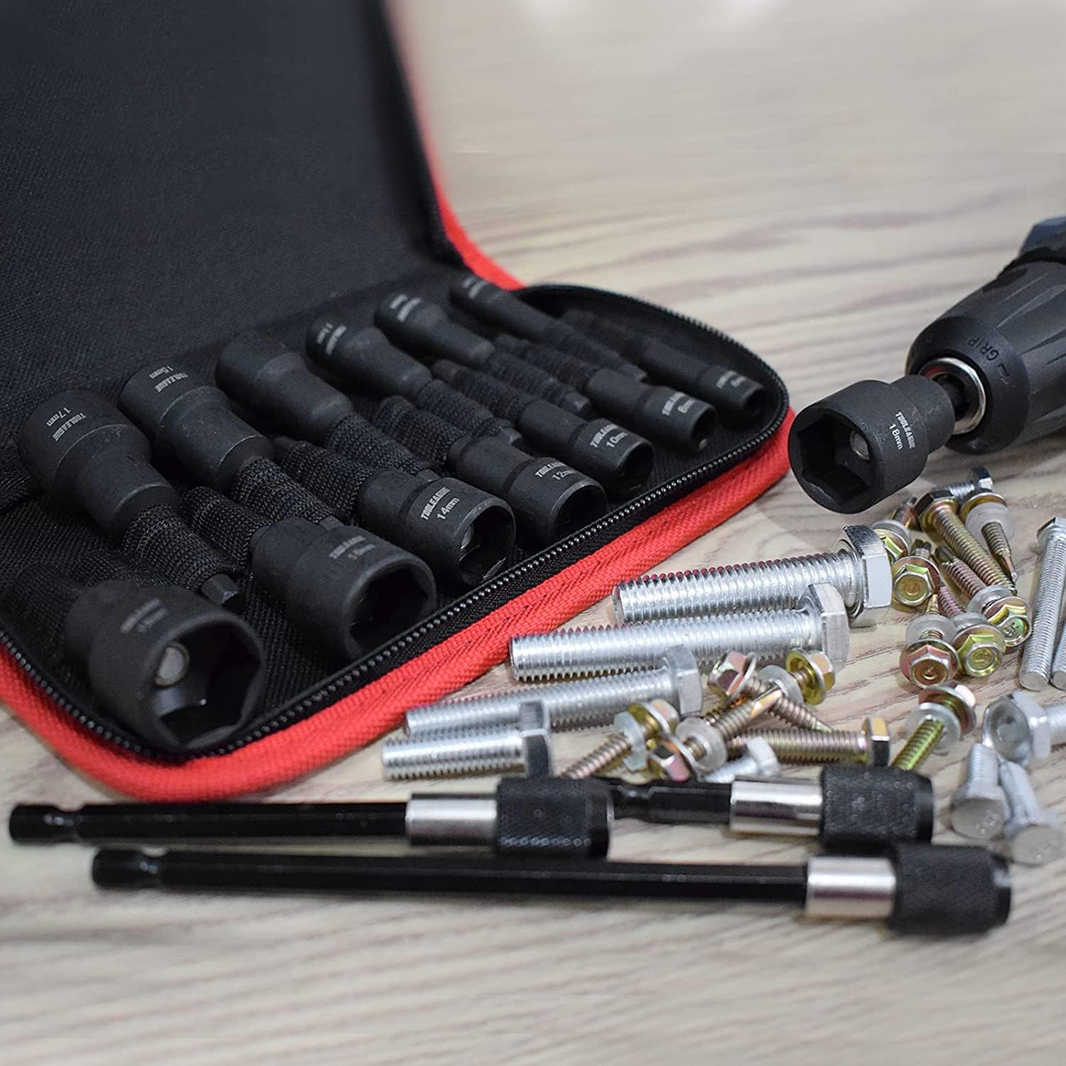 TOOLEAGUE Magnetic Nut Driver Set for Impact Drill Cr-V Steel 1/4" Quick-Change Hex Shank 17 Piece Metric/SAE Screwdriver with Storage Bag : Tools & Home Improvement