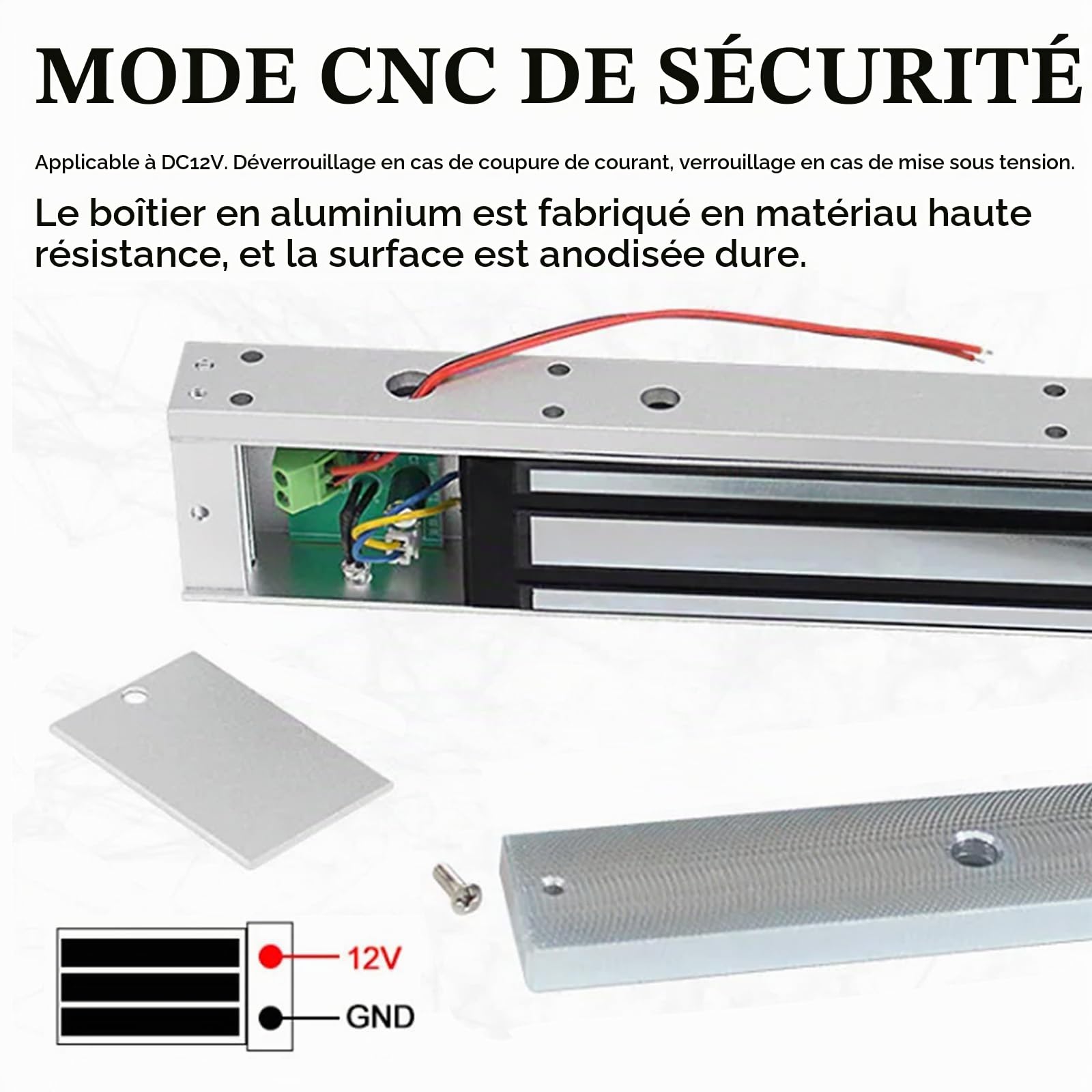 Serrure Magnétique ÉLectrique Dc 12 V 280 Kg, Force De Maintien De 600 Lb, Pour Système De Contrôle D'Accès De Porte Contrôleur Hôte EntréE De Porte Mode Nc Pour SystèMe De Sécurité Domestique