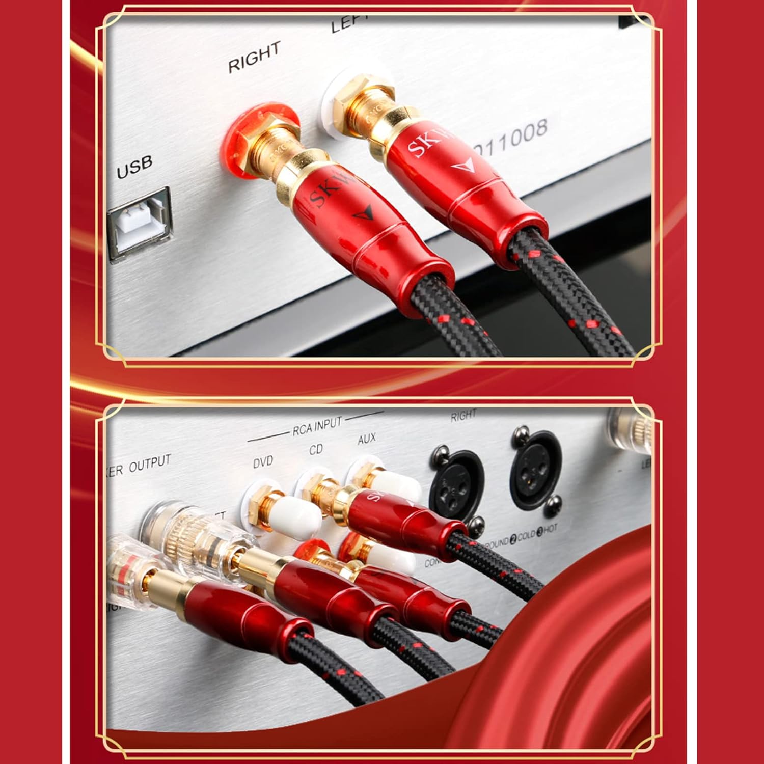 SKW 2RCA to 2RCA Audio Interconnect Cable Entry Level HC Series Cable 6.5ft/2m