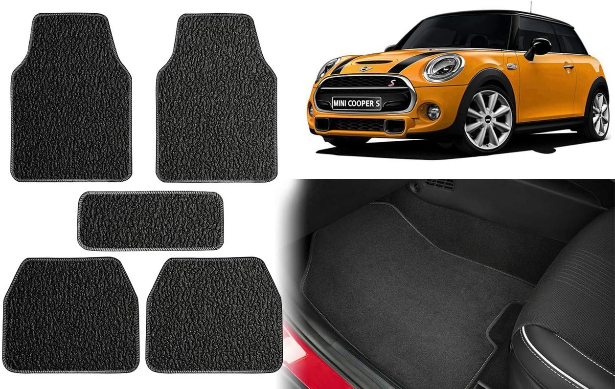 Set of 5 Pcs Black Carpet Floor Car Mats for Mini Cooper