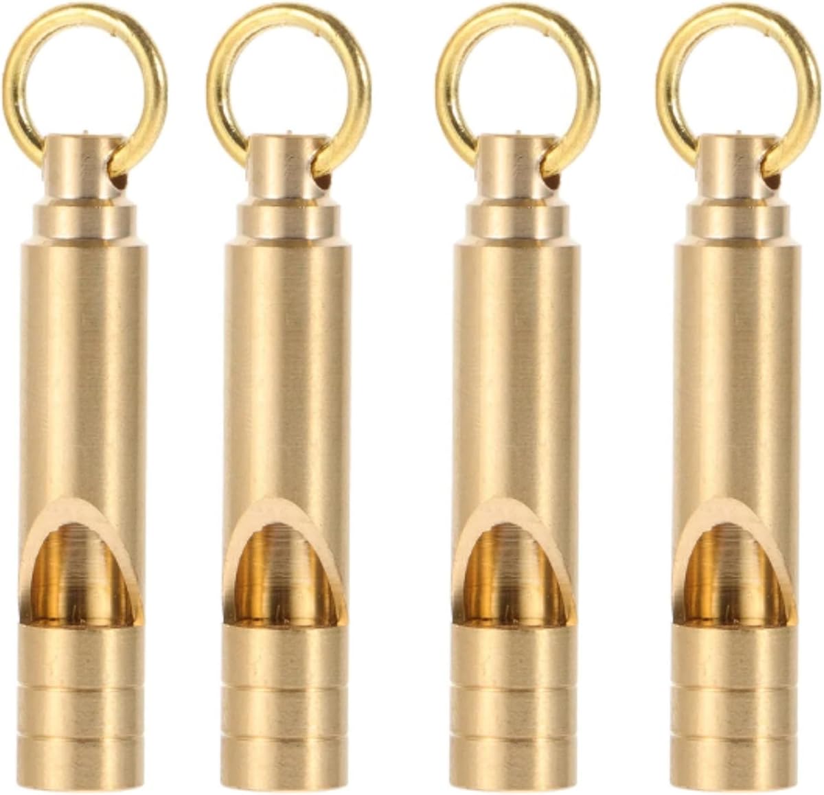 Silbatos de latón, paquete de 4, silbatos de supervivencia de emergencia, silbatos de seguridad fuertes para adultos, silbato de autodefensa para actividades al aire libre, señal de socorro, silbato de emergencia para senderismo, supervivencia