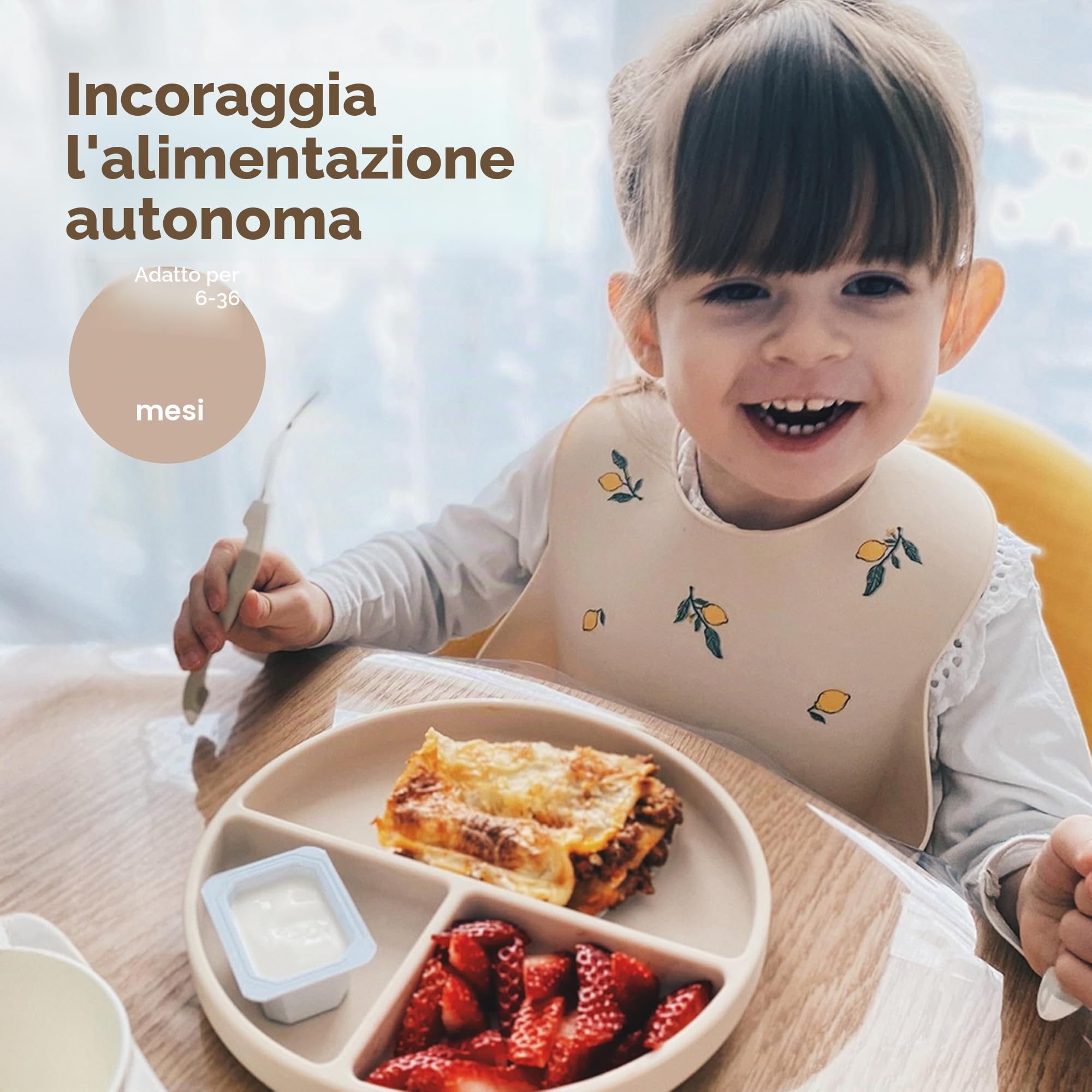 Moonkie Piatto Svezzamento Silicone, 2Psc Piatto con Ventosa per Bambini, con Cucchiaio e Forchetta, Set Pappa Svezzamento Senza BPA, per Lavastoviglie Freezer e Microonde(Menta/Azzurro)