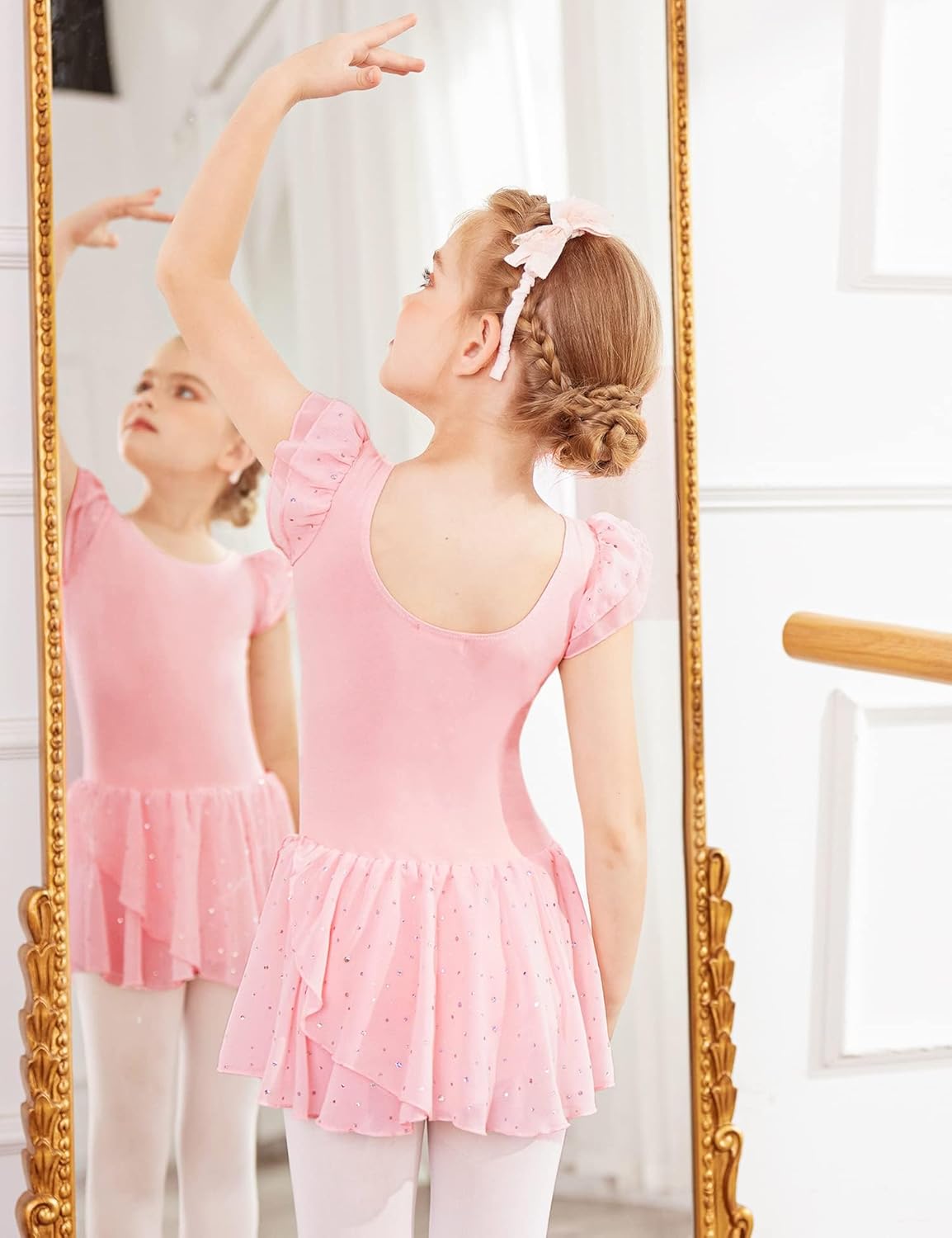 trudge Kinder Ballettkleidung Ballettkleid Mädchen Kurzarm Langarm Baumwolle Balletttrikot Ballettanzug Tanzkleid Tanzbody mit Rock Tütü - Image 4
