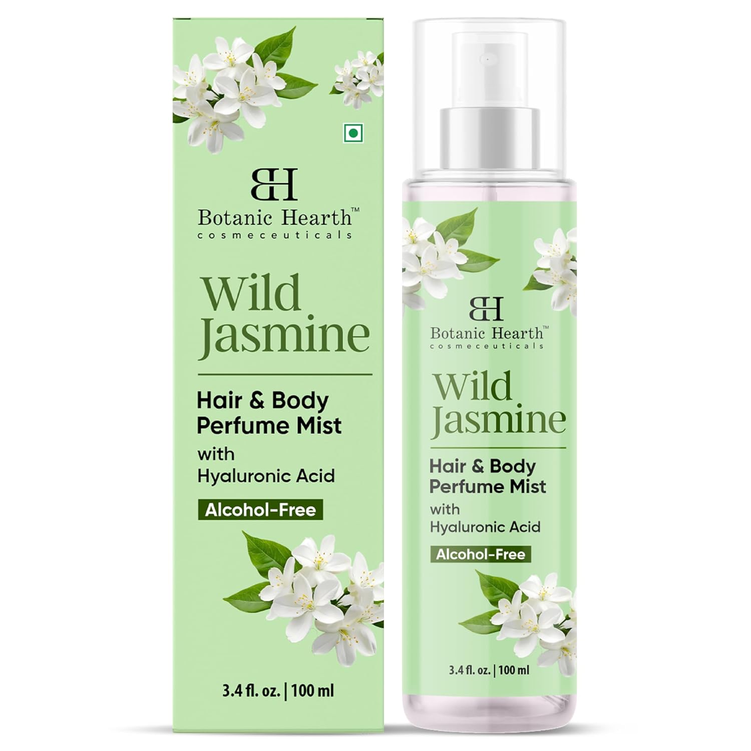 Botanic Hearth Wild Jasmine Hair Perfume for Women & Body Perfume Mist 3.4 fl oz – Alcohol-Free, Hydrating & Refreshing Body Spray with Hyaluronic Acid – Long-Lasting Floral Fragrance