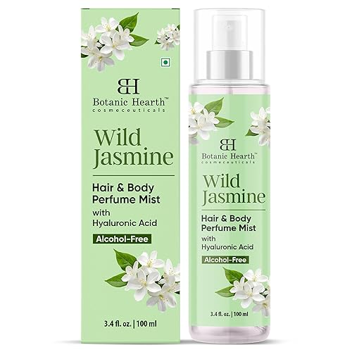 Botanic Hearth Wild Jasmine - Perfume para el cabello para mujeres y perfume corporal en espray de 3.4 onzas líquidas, sin alcohol, hidratante y