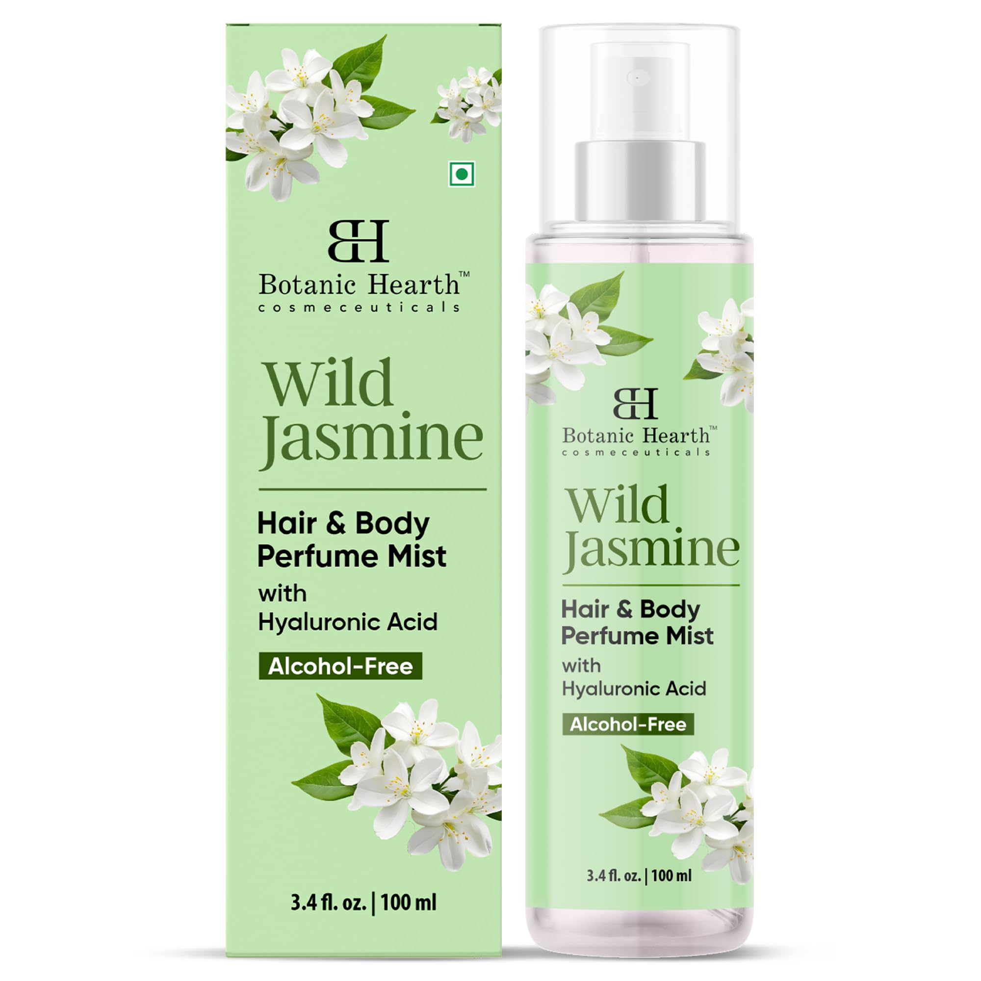 Botanic Hearth Wild Jasmine Hair & Body Perfume Mist -Mit Hyaluronsäure, alkoholfrei, langanhaltender & feuchtigkeitsspendender Duft für Körper & Haar -100 ml