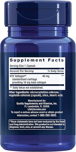 Miniatura 2 de Life Extension NT2 Collagen™, suplemento de salud articular para comodidad y movilidad de las articulaciones, sin gluten, sin OMG, 1 diario, 60