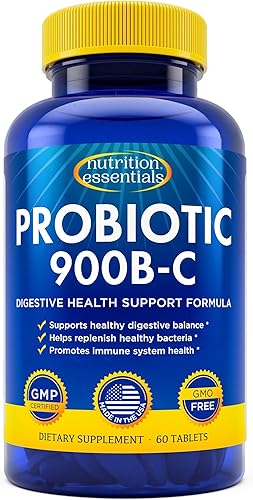 Nutrition Essentials Probióticos para mujeres y hombres – con enzima lactasa y fibra prebiótica para la salud digestiva – 80 por ciento + suplemento