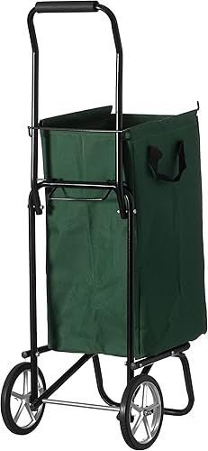 Miniatura 2 de Carrito grande con ruedas, ligero y resistente carrito utilitario rodante para comestibles, jardín, lavandería, compras y picnic, verde